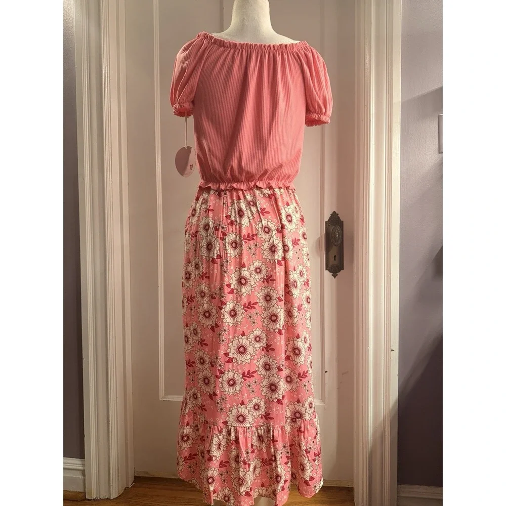 Paisley Lane Girls 2 Piece Set Pink‎ Shirt Floral Print Skirt Size 12 NWT